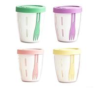 Salad Lunch Containers, 4 Pack, Portable Food Jar with Integrated Spoon, Smart Separation Layer Keeps Ingredients Fresh, for IDEAL for Office Commute and Travel