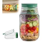 Salad Pod, 300mL Salad Container for Lunch with Dressing Container, Leakproof Salads Jars with Lids Meal Prep, Wet Dry Separation Vertical Layering Lunchable Containers with Measurement Marks (1PC)