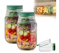 Salad Pod, 300ML Vertical Layering SaladPod Built-in Bowl, Leak Proof Fresh Salads Container, Portable Salad Pod Jar with Side Opening, Reusable Meal Prep Food-Bowl for Lunch, Fridge & Office (2PACK)