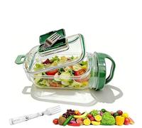 Salad Pod Container,Leakproof Salad Jar with Vertical Layering Containers,On the Go SaladJar with Side Opening and Leak Proof Sauce Dressing Case,SaladContainer for Lunch, Meal Prep & Travel