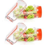 Salad Pod Container Vertical Layering Salad Pod Built-In Bowl Design Plastic Interval Salads Box with Leak Proof Sauce Dressing Case Dishwasher Safe Fresh Salads Storage for Lunch (Orange 2PCS)