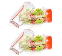 Salad Pod Jar Vertical Layering Salad Pod Portable Salads Container Side Open with Leakproof Lid Meal Prep Jar Dishwasher Safe Vegetable Container for Home Outdoor Travel Camping Party (2pcs Orange)