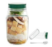 Salad Pod Jar Vertical Layering Salad Pod Portable Salads Container Side Open with Leakproof Lid Meal Prep Jar Dishwasher Safe Vegetable Container for Home Outdoor Travel Camping Party (1pcs Green)