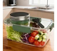 Salad Pod Mason Jar Side Open, Integrated Salad Container, Portable Sala-d Container Sala-d Box Microwave-Safe Reusable with a Lid, Suitable for Home, Outdoor, Travel and Parties (1PC)