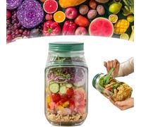 Salad Pod, Salad Container for Lunch with Dressing Container, Leakproof Salads Jars with Lids Meal Prep, Wet Dry Separation Vertical Layering Lunchable Containers with Measurement Marks (1pcs)