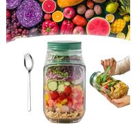 Salad Pod, Salad Container for Lunch with Dressing Container, Leakproof Salads Jars with Lids Meal Prep, Wet Dry Separation Vertical Layering Lunchable Containers with Measurement Marks (1Pcs)