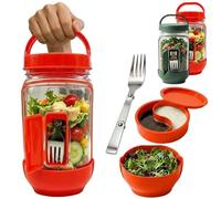 Salad Pod Salad Jar with Side Opening & Dressing Cup, Leakproof BPA-Free Vertical Layered Salad Container for Lunch,Portable Meal Prep Bowl,Microwave & Dishwasher Safe for Fresh Salads Fruit On the Go