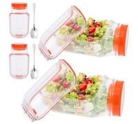Salad Pod, Vertical Layering Salad Pod Built-in Bowl Design with Fork, Plastic Interval Salads Box with Leak Proof Sauce Dressing Case, Portable Fresh Salads Storage Container for Lunch Fruit (2Pcs)