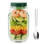 Salad Pod with Leakproof Dressing Container, Vertical Layering Salad Bowl with Stainless Steel Fork Spoon, Portable Separate Compartments, Lunch Jar for Meal Prep, Lunch, Travel, Picnics (Green)