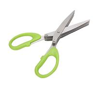 Salad Scissors, Herb Scissors Scallion Cloth 5 Layer Scissors Multifunctional Household Green Handle Kitchen Shears Kitchen Scissors for Food 7.5x3in for Home Office
