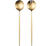 Salad Servers,Spoon and Fork Set 11.41 inch,18/10 Stainless Steel Salad Serving Titanium Plating (Gold)