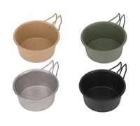 Salad Serving Bowl Set for Camping Use, 4 Piece Stainless Steel Bowls with Folding Handles and Compact Nested Storage Camp Kitchen Prep Bowls Nesting Serving Foldable Handle Condiment Salad Fruit