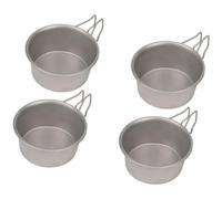 Salad Serving Bowl Set for Camping Use, 4 Piece Stainless Steel Bowls with Folding Handles and Compact Nested Storage Camp Kitchen Prep Bowls Nesting Serving Foldable Handle Condiment Salad Fruit