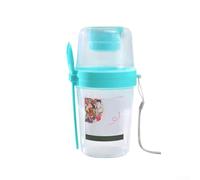 Salad Shaker Cup with Attached Fork for On-the-Go Meals, Reusable Plastic Container for Healthy Eating Habits (green)