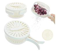 Salad Spinner 9.8 Inch with Removable Colander Basket, BPA-Free Vegetable Spinner with Handle, Lettuce & Leafy Greens Dryer, Serving Bowl & Spin Dryer for Kitchen, Compact & Easy Store (White)