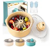 Salad Spinner and Produce Washer, Electric Fruit Washer Spinner Bowl, Multifunctional Automatic Fruit and Vegetable Dryer with Non-Slip Base, Lettuce Cleaner for Kitchen Prep，Yellow