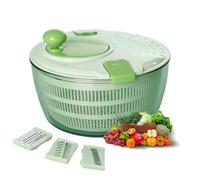 Salad Spinner Fruit Washer Bowl with Lid - BPA-Free Lettuce Dryer Kitchen Gadget for Potato Salad Prep, Herb Washing & Compact Storage (Green-with Cutter)