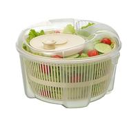 Salad Spinner - Manual Veg Washer & Dryer with Brake, Non-Slip Base, Colander & Serving Bowl, Easy One-Hand, Crispy Lettuce Drainer for Kitchen, Camping, Picnic