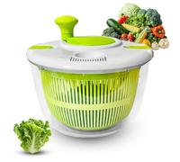 Salad Spinner, Manual Vegetable Washer with Double-Lock Handle, Bpa Free 5 L Lettuce Spinner Dryer with Lid, Plastic Dehydrator Draining Basket for Fruits 5L