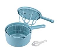 Salad Spinner, Plastic Rice Grains Washer Lettuce Spinner with Bowl Colander and Egg Strainer Manual Lettuce Dryer Washing Tool(Blue)
