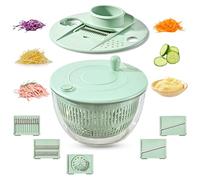 Salad Spinner, Salad Box To Toss Salads, 6-in-1 Vegetable Spinner, Large Lettuce Spinner with 6 Blade, BPA-Free Salads Dryer Egg Yolk Strainer for Efficient Food Preparation & Washing, Carrot Shredder