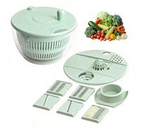 Salad Spinner, Salad, Salad Chopper,2-in-1 Multifunctional Dehydrator & Vegetable Chopper,Fresh Green, Bonus Cutting Board + 6 Blades, Ideal for Salad Prep & Vegetable Processing