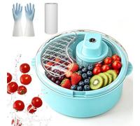 Salad Spinner Small, Fruit Washer and Drainer, Fruit and Vegetable Washing Machine, Electric Lettuce Spinner with Non-Slip Base,Crispy Lettuce Drainer for Kitchen, Camping, Picnic，Blue