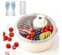 Salad Spinner Small, Fruit Washer and Drainer, Fruit and Vegetable Washing Machine, Electric Lettuce Spinner with Non-Slip Base,Crispy Lettuce Drainer for Kitchen, Camping, Picnic，White