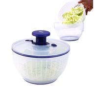 Salad Spinner Small - spining Colander with Clear Serving Bowl | Vegetables Washing Basket | Portable Press Type Salad Spinner, Fruit and Vegetables Scrubber for Vegetable Pasta