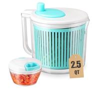 Salad Spinner with Chopper Set，2.5Qt Lettuce Spinner with Built-in Colander and Measuring Cup Bowl，Small Plastic Fruit Cleaner Pasta Dryer Herb Cleaner，Single Serve Quick Veggie Prepping Set