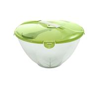 Salad Storage Serving Bowl Round Plastic Cooking Kitchen 3 Piece Set (Bowl, Lid & Cutlery) Picnic Dish (Green)