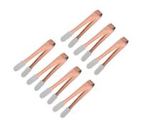 Salad Tongs 7pcs Silicone Stainless Steel Ice Tongs Tiny Tongs Sugar Desserts Bar Cafe(Rose Gold)