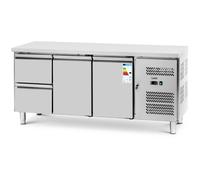 Saladette Fridge 417 L 2 x GN 1/2 + 2 Compartments 179 x 70 cm Royal Catering - Commercial Cooling Benches by Metallic silver