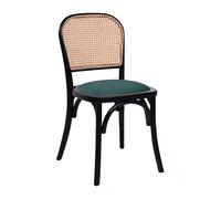 salado natural rattan bistro chair with green velvet seat