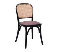 salado natural rattan bistro chair with pink velvet seat