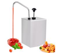 Saladulce Stainless Steel Sauce Dispenser Pump Condiment Pump Dispenser 3.7Quart Condiment Pump Station for Ketchup Dressing Syrup