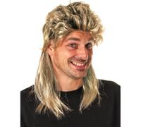 Salaibs Blonde Mullet Mens Wig 80s Layered Shoulder Length Synthetic Wig Natural Fluffy Funny Hair Wigs for Men