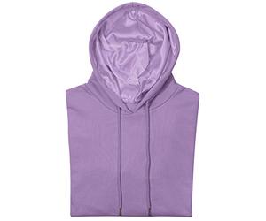 Salalacap Satin Lined Hoodie Women's Casual Long Sleeve Satin Pullover Hoodie Sweatshirt Tops, Violet, Medium