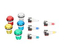 SALALIS 32mm Game Push Button with LED Light for DIY Machine Projects in Red, Yellow, White, Green, Blue - Set of 5