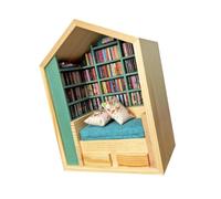 SALALIS Anxiety Relief Wooden Bookshelf Calming Shaking Organizer for Living Rooms, Premium Material Decorative Ornament for Book Lovers,Wood, 6.7 X 3.9 X 9.1in