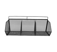 SALALIS Hanging Metal Wire Storage Basket Durable Wall Mount Organizer for Kitchen Bathroom Laundry Room for Small Items, 3 Grids, Stainless Steel, 15 X 3.9 X 5.9 Inches, Tiles/Marble/Glass (Black)