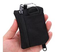 SALALIS Mini EDC Pouch Bags, Portable Zipper Pocket Tactical Compact EDC Utility Pouch Molle Wallet Wear Resistant Tear Resistant Easy Access with Carabiner for Camping Traveling, Hiking(black)