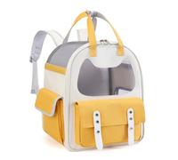 SALALIS Pet Backpack Carrier Breathable Large Capacity Cat Travel Backpack for Camping, Canvas 15.75x9.06x12.6in (Yellow)