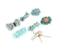 SALALIS Pets Exquisite Compact Hair Clamp/Holder Gift Box Set for Small Dogs Cats, Fashionable Headwear Accessories for Pet Dogs and Cats, 7PCS Cloth Hairpin Clips for Dog and Cat Grooming, Pet Hair