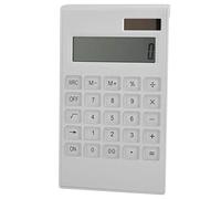 SALALIS Scientific Dual Powered Desktop Solar Calculator with Crystal Button for Office School Home Use White Plastic 12 Digits Screen