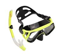 SALALIS Silicone Snorkel Goggle Set with High Definition Tempered Glass for Snorkeling and Body Surfing Adventures (Yellow)