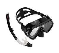 SALALIS Silicone Snorkel Goggle Set with High Definition Tempered Glass for Snorkeling and Body Surfing Adventures (Black)