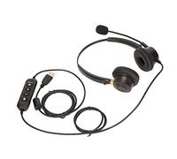 SALALIS USB Business Headset with ENC Noise Canceling for Clear Conversations in Noisy Environments, Binaural Wired Headphone for Office Use, Soft Cushions, Durable ABS Material