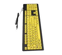 SALALIS USB Keyboard Large Letter Print Yellow Button Wired for/XP/Vista, Durable ABS Material, Adjustable Angle for Shortsighted People