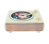 SALALIS Vintage Bluetooth Speaker Retro Record Player Shape HIFI Wireless Music Player for Kitchen Living Room Portable 1200mAh Battery (Green)